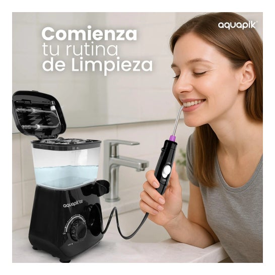 Aquapik100® Waterflosser Irrigador Dental 600 ml 10 Niveles Negro 1 ud