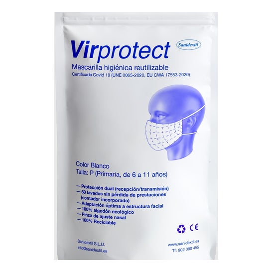 Virprotect Kindermaske 6-11 Jahre Weiß 1 St