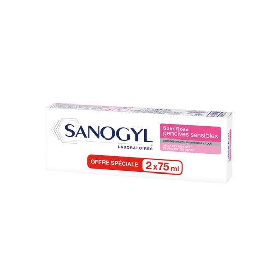 Sanogyl Pasta de dientes sensible para el cuidado de las encías rosa 75 ml set de 2