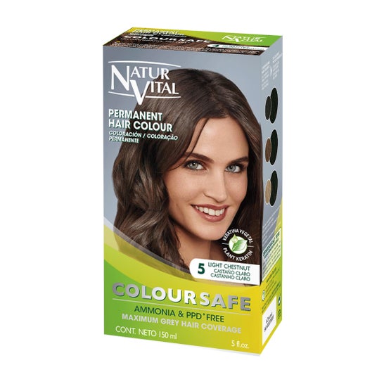 NaturVital Colore Permanente per Capelli Coloursafe 5 Light Brown 150ml