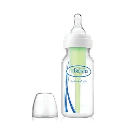 Dr. Browns Natural Flow glasflaske med nippel 1G anti-kolisk silikone