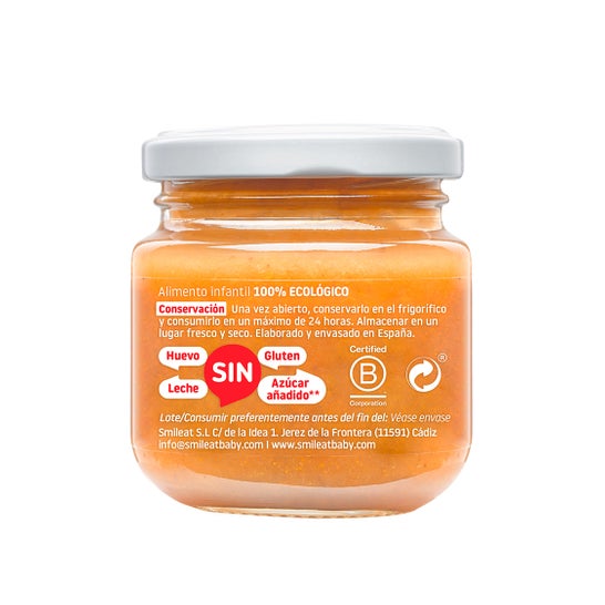 Smileat Tarrito Ecológico de Manzana Naranja y Zanahoria 130 g