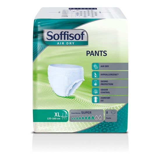 Soffisof Air Dry Pants Super Pannolino Mutanda Taglia XL 8 Unità