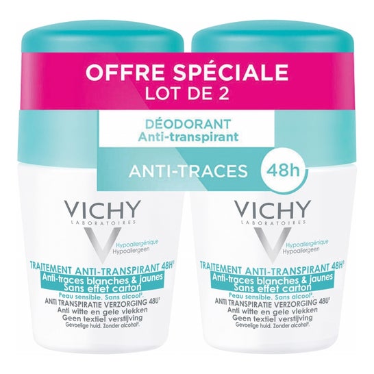 Vichy dodorant antiperspirant treatment 48h anti traces beads 2x50ml
