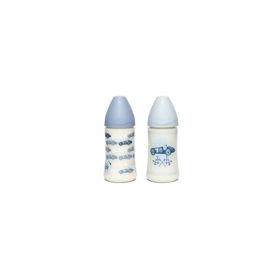 Suavinex Biberón Anatómico Silicona S1M 3P +0m Juguete Azul 270ml 1ud