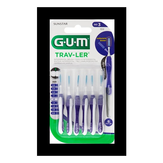 GUM Cepillo Interdental viaje Trav-eler 4 unidades Gum, 4 unidades (Código PF )