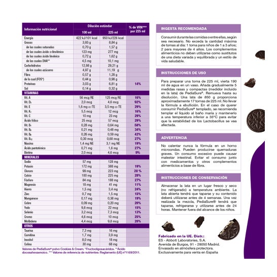 PediaSure sabor Cookies & Cream 850gr
