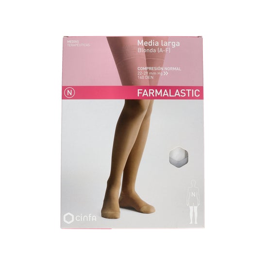 Pizzo Farmalastic a lunga calza (A-F) compressione normale T-medio bianco