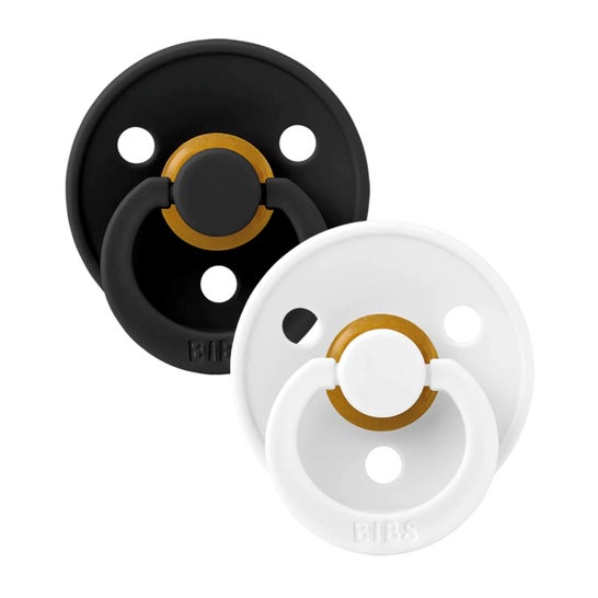 BIBS Colour Latex Pacifier Black White Size 2 2 pcs