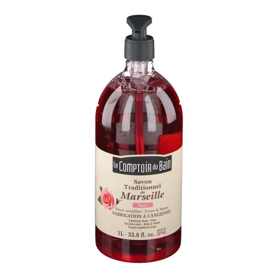 IL BAGNO COMPLETO Sapone tradizionale di Marsiglia ROSE bottiglia da 1 lt