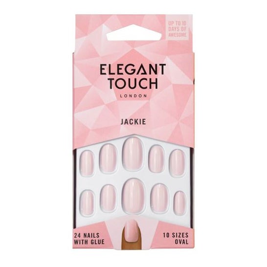 Elegant Touch Polished Colour Nails With Glue Oval Jackie 24uds