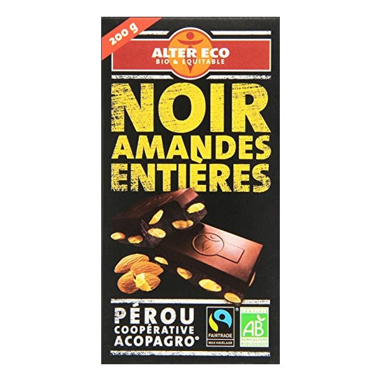 Alter Eco Chocolate Negro Almendras Enteras 200g