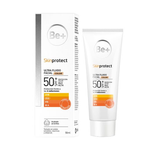 La pelle di Be+ protegge il colore facciale ultrafluido Spf50+ di colore 50 ml