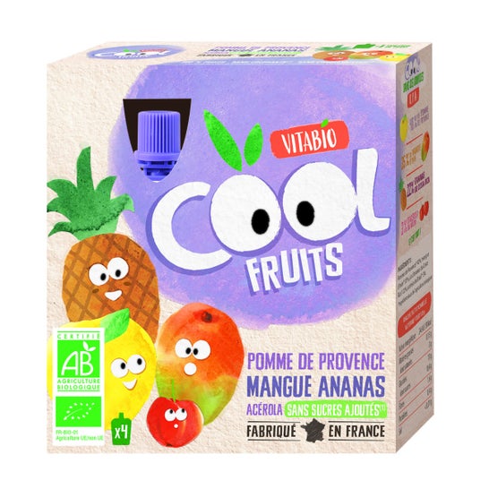 BabyBio Pack Cool Fruits Manzana Mango Piña 4x90g