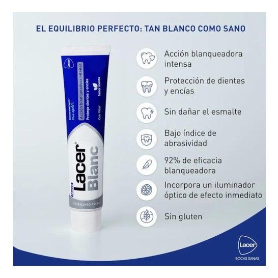 Lacer Blanc Plus citrus blekende tandpasta 75ml Lacer Blanc Plus citrus blekende tandpasta 75ml