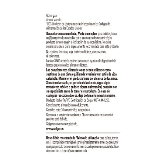 Solgar Lactasa 3500 30comp