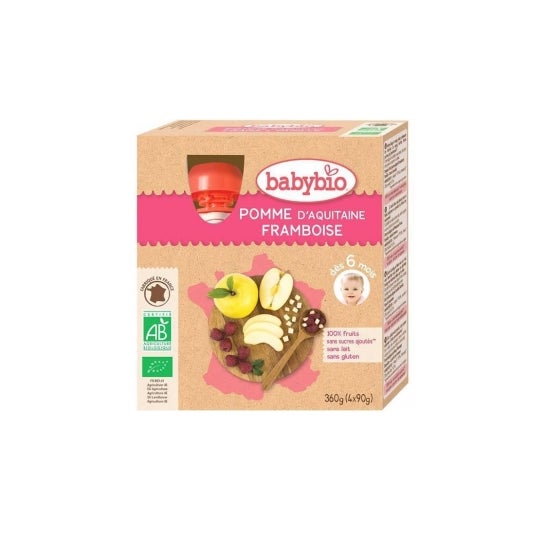 BabyBio Apfel Himbeere Bio 4x90 gr