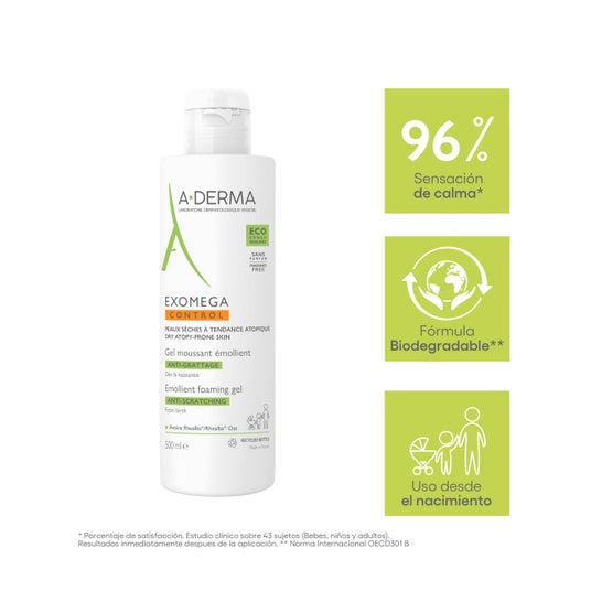 A-Derma Exomega Control Gel Espumoso Emoliente Anti-Rascado 500ml