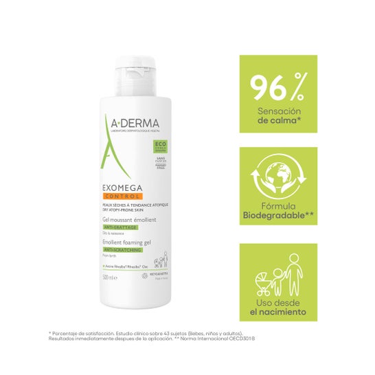 A-Derma Exomega Control Gel Espumoso Emoliente Anti-Rascado 500ml
