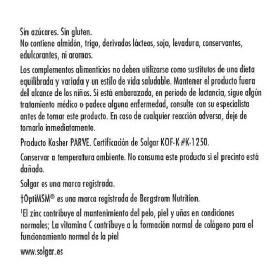 Solgar Fórmula Pelo Piel y Uñas 60comp Solgar Fórmula Pelo Piel y Uñas 60comp