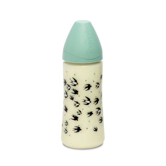 Suavinex Butelka dla dzieci Pajaros Azul Tetina Redonda Silicona +4M 360ml