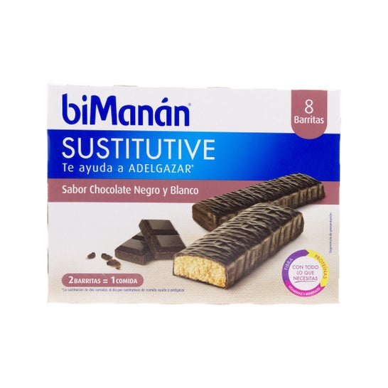 biManán® Sustitutive sabor chocolate negro y blanco 8 barritas