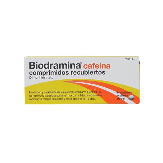 Biodramina Cafeína 4 comprimidos recubiertos