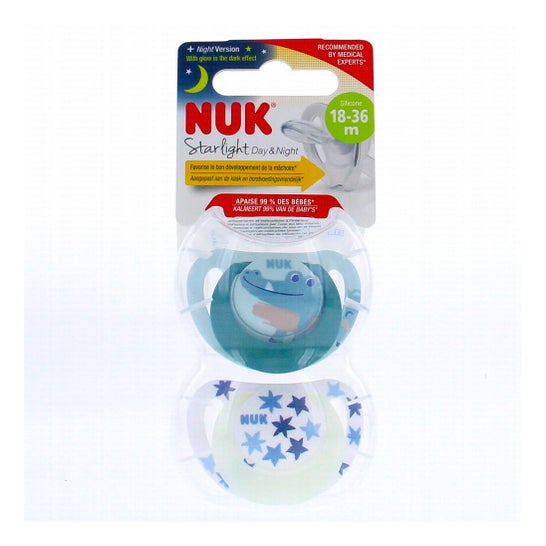 Nuk Starlight Day and Night Soothers 18-36 Months 2 Units