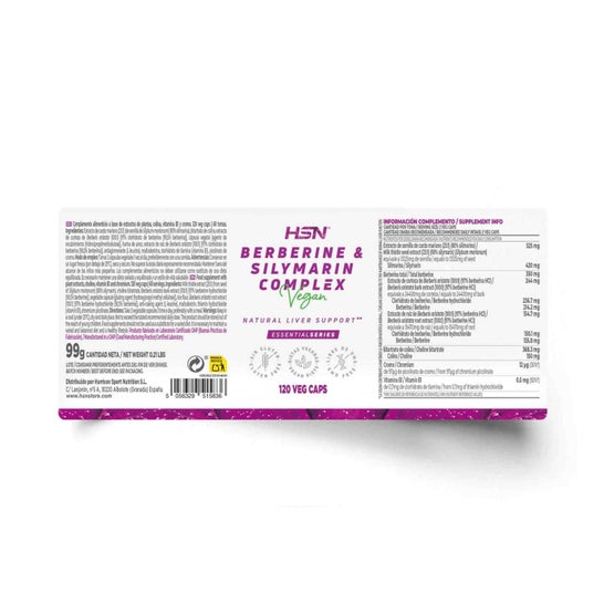 HSN Berberina 175mg y Cardo Mariano Silimarina 210mg Complex 120vcaps