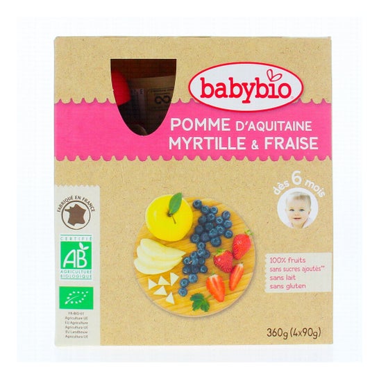 BabyBio Apple Blueberries Strawberry Bio 4x90 g
