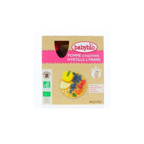 BabyBio Apple Blueberries Strawberry Bio 4x90 g