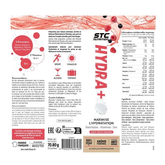 STC Nutrition Hydra+ Maximise Hydratation Frutos Rojos 20comp STC Nutrition Hydra+ Maximise Hydratation Frutos Rojos 20comp