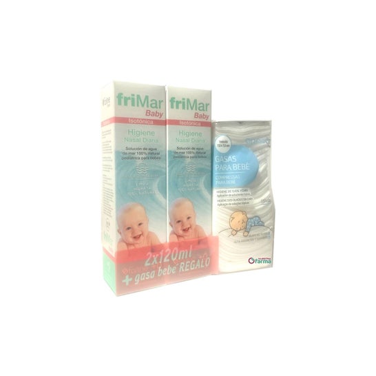Farline Kit Duplo Frimar Baby Igiene Nasale 2x120ml + Garza