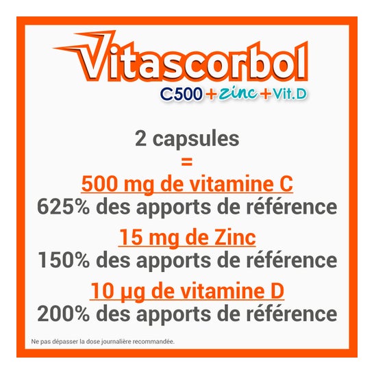Vitascorbol Vitamina C 500 + Zinc + Vitamina D 30caps