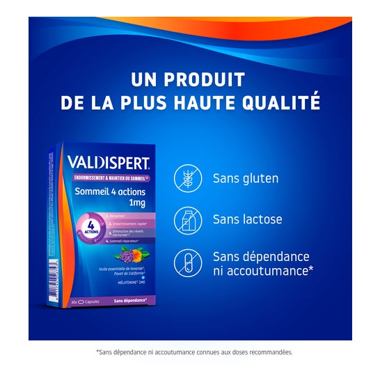 Valdispert mlatonina 1 mg " 4 acciones " Caja de 30 caps