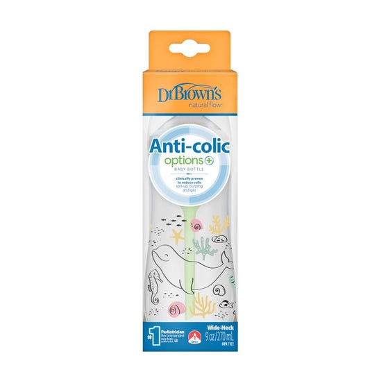 Dr Brown's Biberón Anticólico Boca Ancha Ocean 270ml Dr Brown's Biberón Anticólico Boca Ancha Ocean 270ml