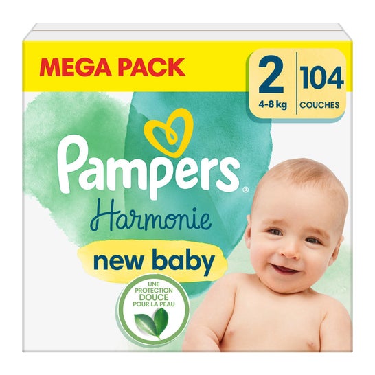 Couches Harmonie new baby T2 / 4-8 kg, Pampers (x 48)