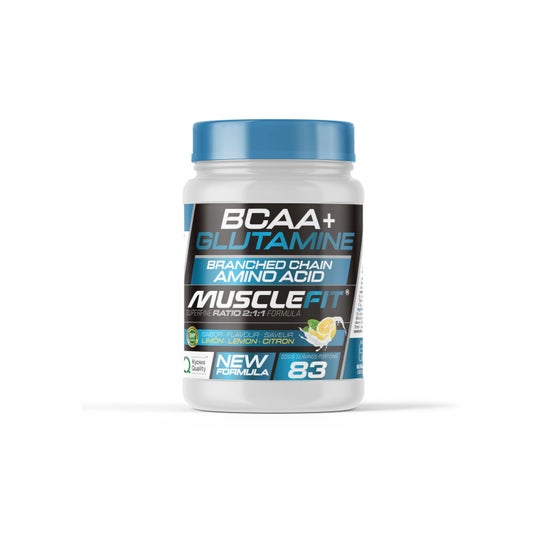 MuscleFit Glutamina + BCAAs Sabor Limón 500g