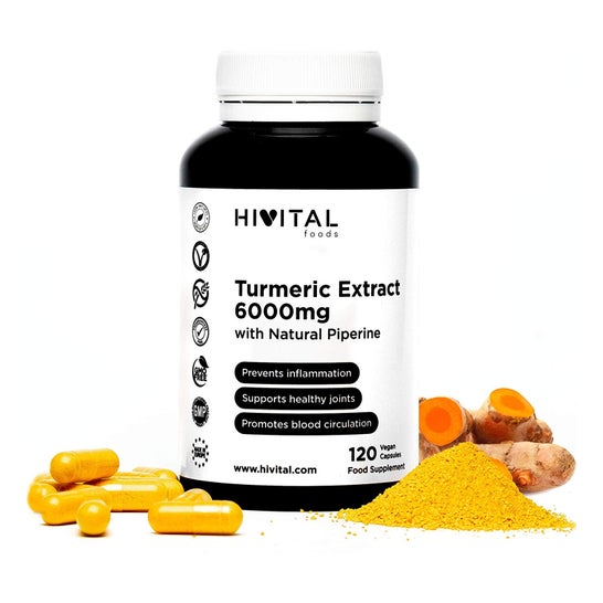 Hivital Foods Turmeric 6000 mg Extract 95% with Black Pepper 120 caps