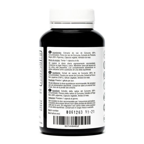 Hivital Foods Cúrcuma 6000 mg Extracto al 95% con Pimienta Negra 120 cáps