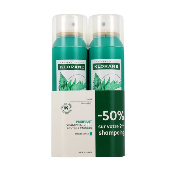Klorane Champú Seco Ortiga & Vitamina E 2x150ml