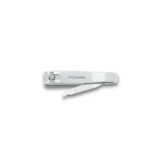 3 Claveles Cortaúñas con Lima Acabado Cromado 8cm 1ud
