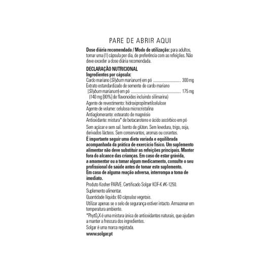 Solgar Cardo Mariano Extracto de Hierba 60vcaps