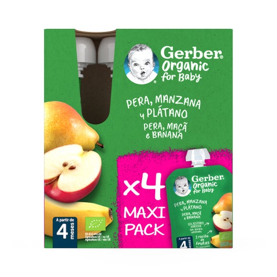 Gerber Organic Puré Pera, Manzana y Plátano 4x90 g