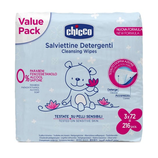 Salviette Chicco Wet Wipes 3 X 72 Wipes