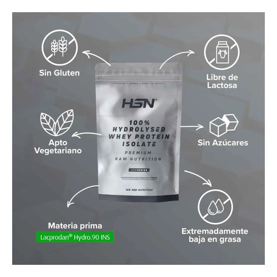 HSN 100% Proteína de Suero Hidrolizado Aislada Sin Sabor 500g