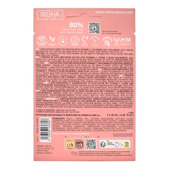 Iroha Nature Parches Anti-fatiga Iluminadores Vitamina C 2uds Iroha Nature Parches Anti-fatiga Iluminadores Vitamina C 2uds