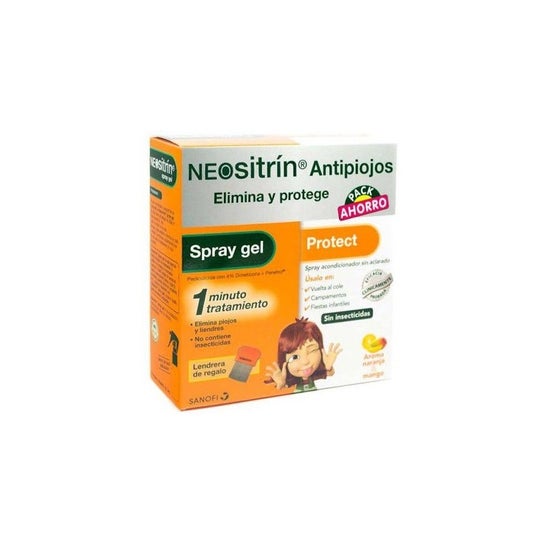 NEOSITRIN Pack Champu 100 ml + Spray gel 60 ml para eliminar piojos y  liendres en 1 minuto