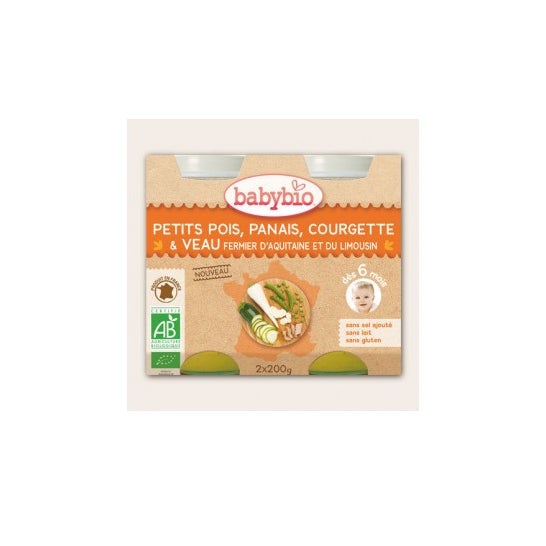 Babybio Small Pots Menu Verduras y Ternera de granja Ecológica en 8 Meses 200 g Lote de 2