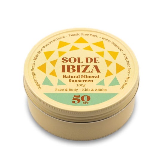 Sol de Ibiza Crema Solare Spf50 Organic Tarro de Cristal 100ml